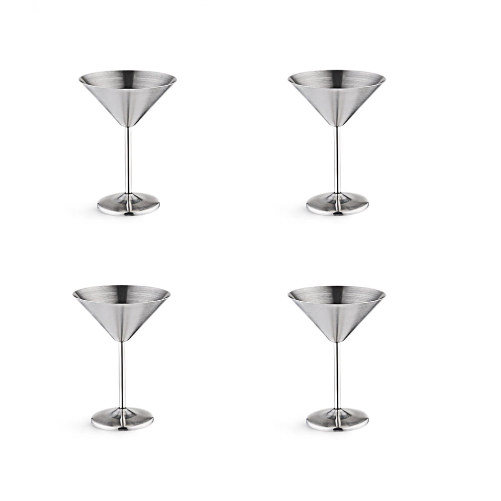 Stainless Steel Martini Glasses Set Of 4, 8 Oz Metal Cocktail