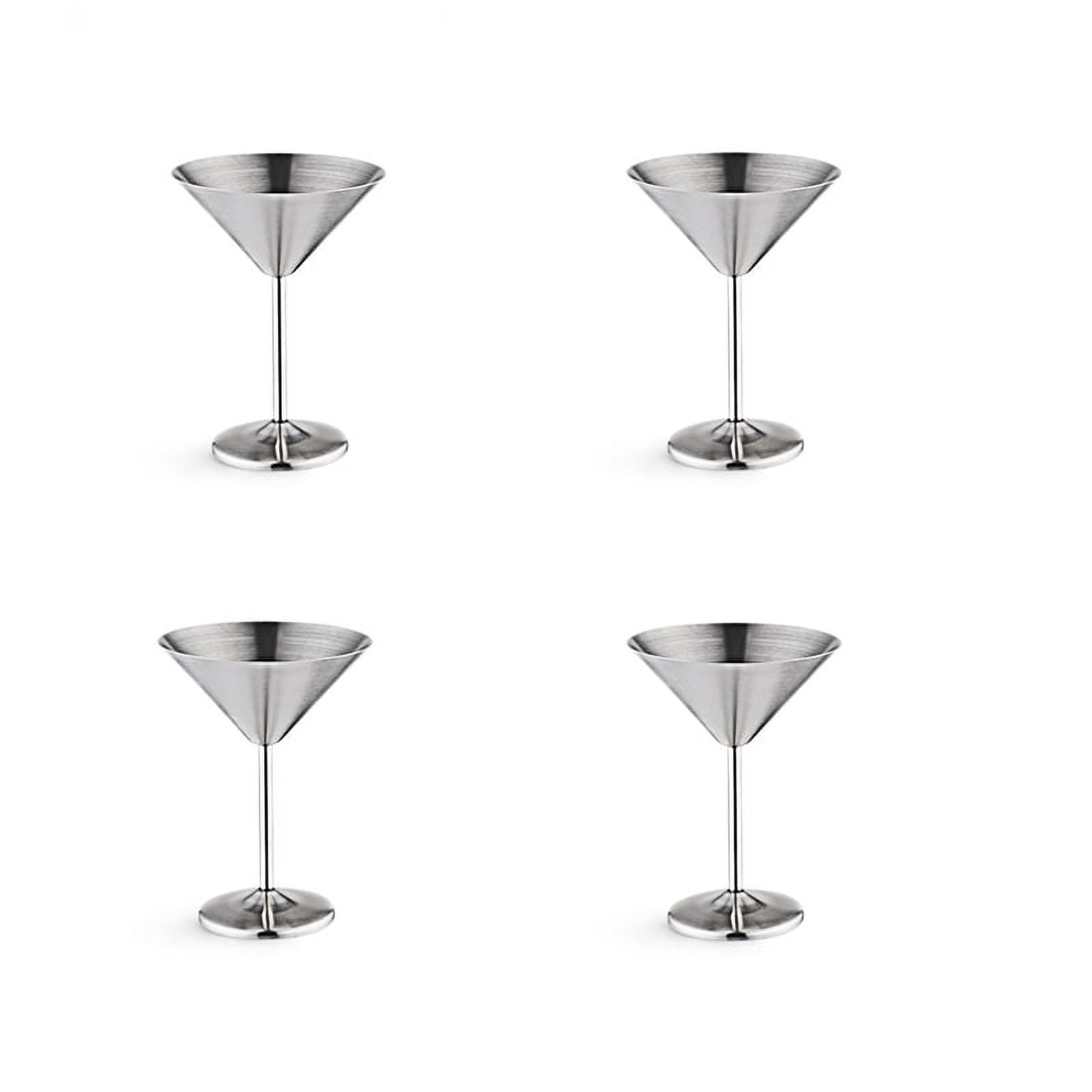 Stainless Steel Martini Glasses Set of 4, 8 Oz Metal Cocktail Glasses