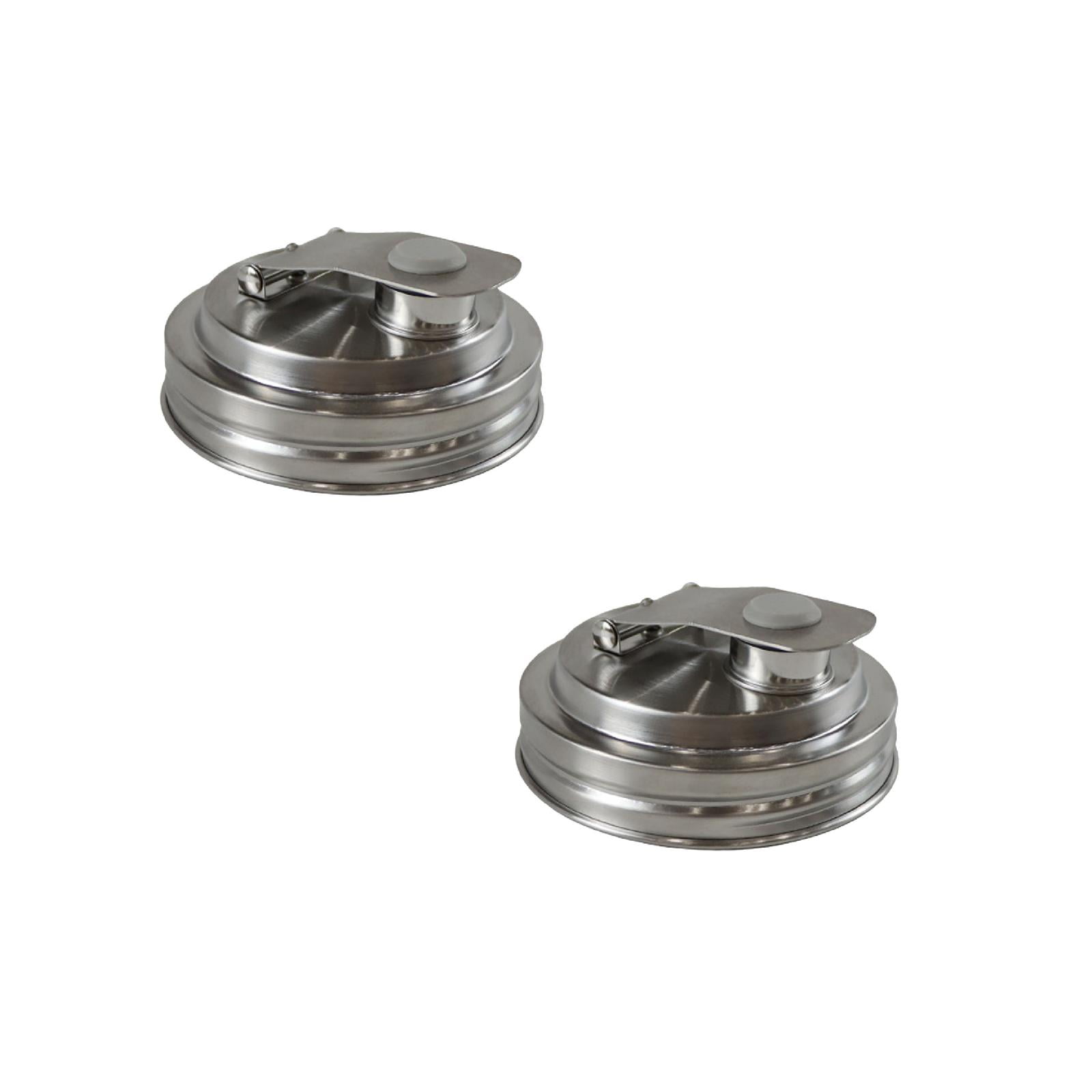 2-Pack Stainless Steel Pour Spout Lids For Wide Mouth Mason Jars (86mm) - Airtight, Leak-Proof For Drinks, Brewing, Storage