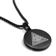 thumbnail image 1 of Stainless Steel Masonic All Seeing Eye Symbol Round Medallion Pendant Necklace, 1 of 3