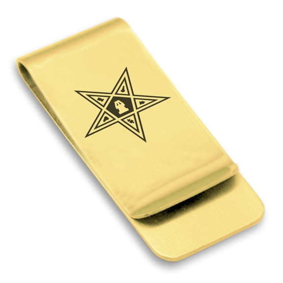 Stainless Steel Masonic Blazing Eastern Star Symbol Classic Slim Money Clip Credit Card Holder