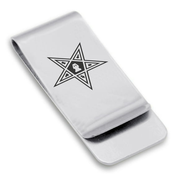 Stainless Steel Masonic Blazing Eastern Star Symbol Classic Slim Money Clip Credit Card Holder