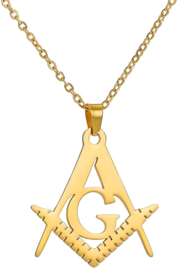 Stainless Steel Masonic Emblem Freemason Style Pendant Necklace