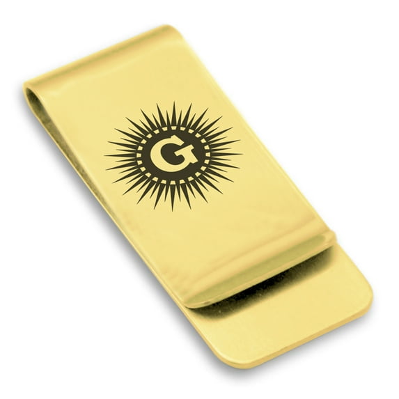 Stainless Steel Masonic Letter G Symbol Classic Slim Money Clip Credit Card Holder