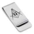 thumbnail image 1 of Stainless Steel Masonic Square and Compass Symbol Classic Slim Money Clip Credit Card Holder, 1 of 2