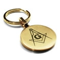 thumbnail image 1 of Stainless Steel Masonic Square and Compass Symbol Round Medallion Keychain Circle Ring, 1 of 2