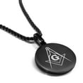 thumbnail image 1 of Stainless Steel Masonic Square and Compass Symbol Round Medallion Pendant Necklace, 1 of 3