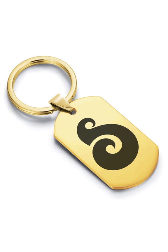 Stainless Steel Matau (Fish Hook) Maori Symbol Dog Tag Keychain Circle Ring