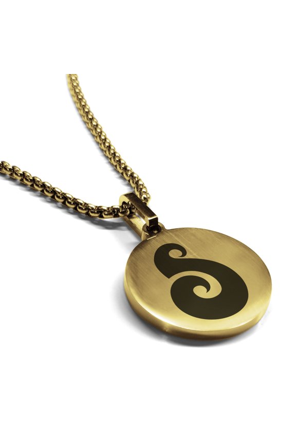 Stainless Steel Matau (Fish Hook) Maori Symbol Round Medallion Pendant Necklace