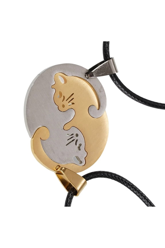 Stainless Steel Matching Cats Necklace Neck Jewelry for Couples Cats Lover Gift