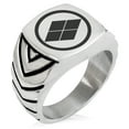 thumbnail image 1 of Stainless Steel Matsumae Samurai Crest Chevron Pattern Biker Style Polished Ring, 1 of 1
