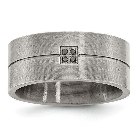 Stainless Steel Matte 0.03ct. Tw. Black Diamond 10mm Band Ring - .03 dwt - Size 12