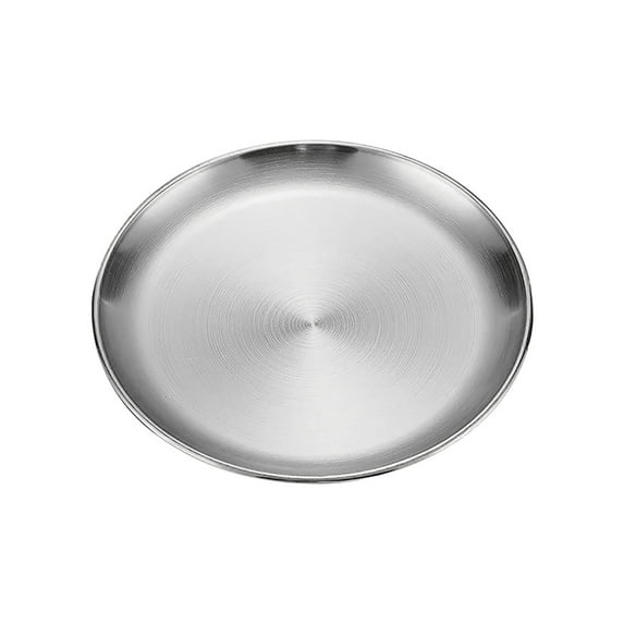 Stainless Steel Matte Brushed Barbecue Plates, Western Dessert & Cake Serving Dishes, Stackable Restaurant-Grade Dinner Plates for Pasta, Steak & Side Dishes