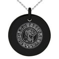 thumbnail image 1 of Stainless Steel Mayan Calendar Rune Engraved Small Medallion Circle Charm Pendant Necklace, 1 of 1
