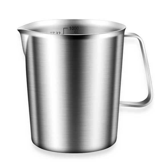 Stainless Steel Measuring Cup, Dingrich 1L/32oz Measuring Jug with Handle and Pour Lip, Metal Milk Foam Jug with Measurement Mark, 4 Cup Kitchen Mixing Pitcher for Liquid, Coffee, Espresso