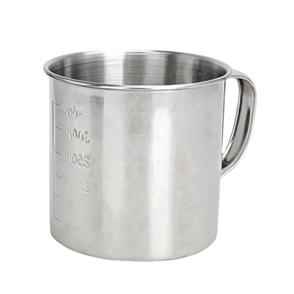 Stainless Steel Measuring Cup with Graduations, Multi-Purpose Metal Mug for Baking Coffee Soup Camping, Accurate Liquid Measurement Tool for Kitchen and Outdoor Use, C