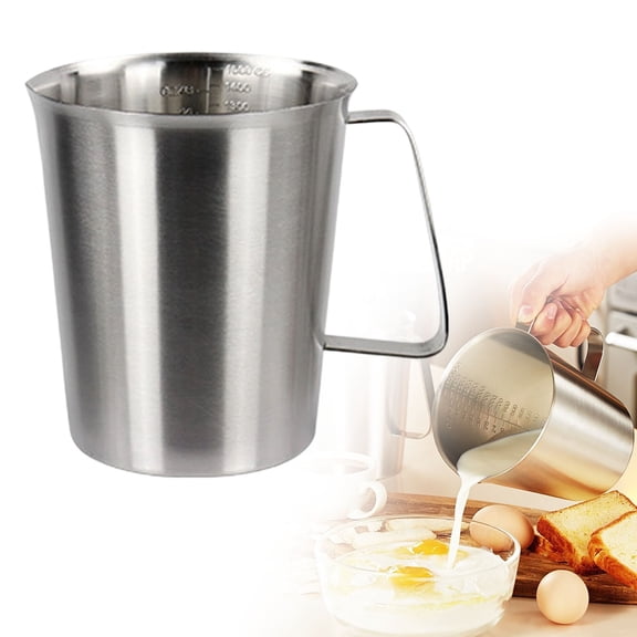 Stainless Steel Measuring Cup with Handle – Heavy Duty, Unbreakable Pitcher with Precision Engraved Markings, Ideal for Liquids, Mixing, and Portion Control,stainless steel pitcher,measuring cup