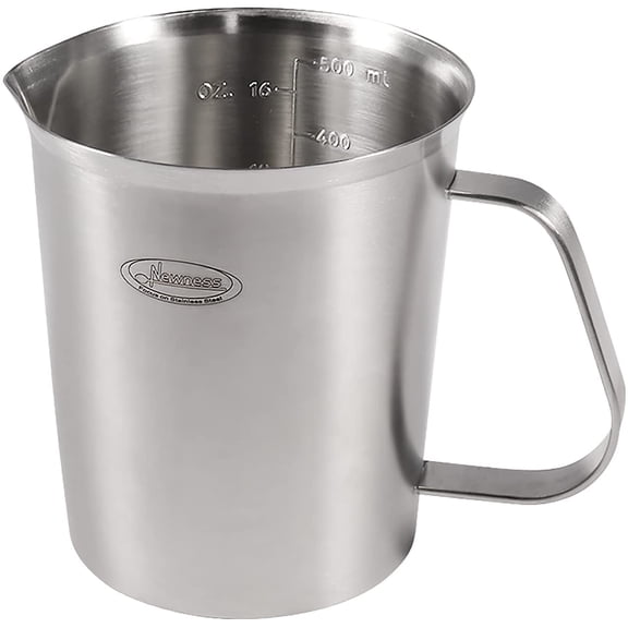 Stainless Steel Measuring Cup, Metal Measuring Cup with Handle (Upgraded, 3 Marking Including Cup/ML/Ounce Scale), 16 Ounces (0.5 Liter, 2 Cup)