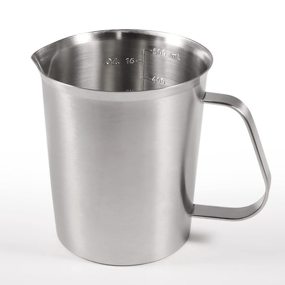 Stainless Steel Measuring Cup, Metal Measuring Cup with Handle (Upgraded, 3 Marking Including Cup/ML/Ounce Scale), 16 Ounces (0.5 Liter, 2 Cup)