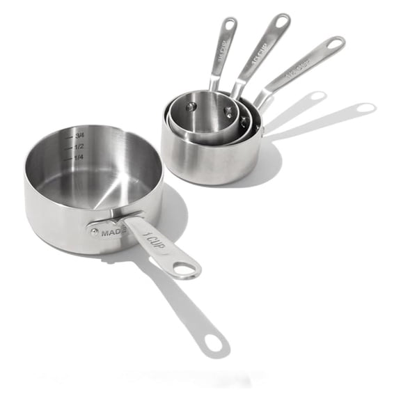 Stainless Steel Measuring Cup Set - 4 Piece Stackable Cups (, , , 1 Cup) - Durable 304 Stainless Steel Kitchen Measuring Tools - Dishwasher Safe