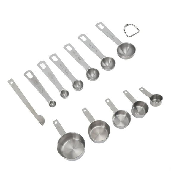 Stainless Steel Measuring Cup Spoon Set, 12 Piece Kitchen Baking Tools With Clear Scale