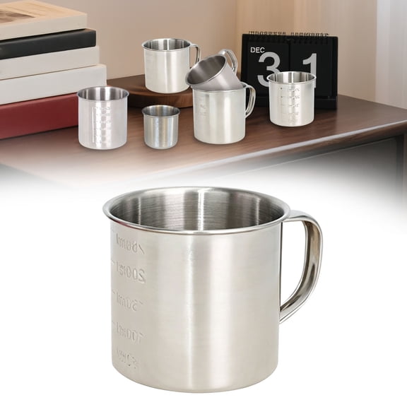 Stainless Steel Measuring Cups with Scale Markings,250ML Heavy Duty Metal Measuring Mugs with Handle, Kitchen Measuring Cups for Cooking Baking Liquid and Dry Ingredients