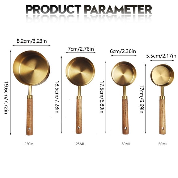 Stainless Steel Measuring Cups Set - 4-Piece Rose Gold Kitchen Tool for Dry and Liquid Ingredients