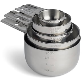 Minteem Stainless Steel Measuring Cups Set - (5 Piece Set) - Stackable Set with Spout - Includes 2 Cup and 1.5 Cup