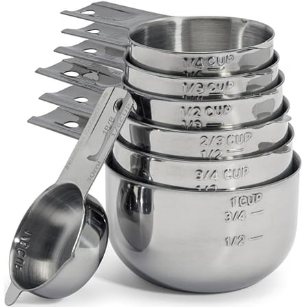 Stainless Steel Measuring Cups Set - Stackable Set with Spout