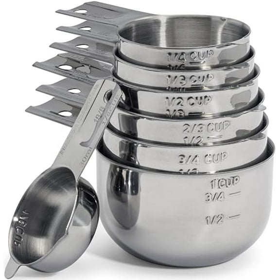 Stainless Steel Measuring Cups Set - Stackable Set with Spout