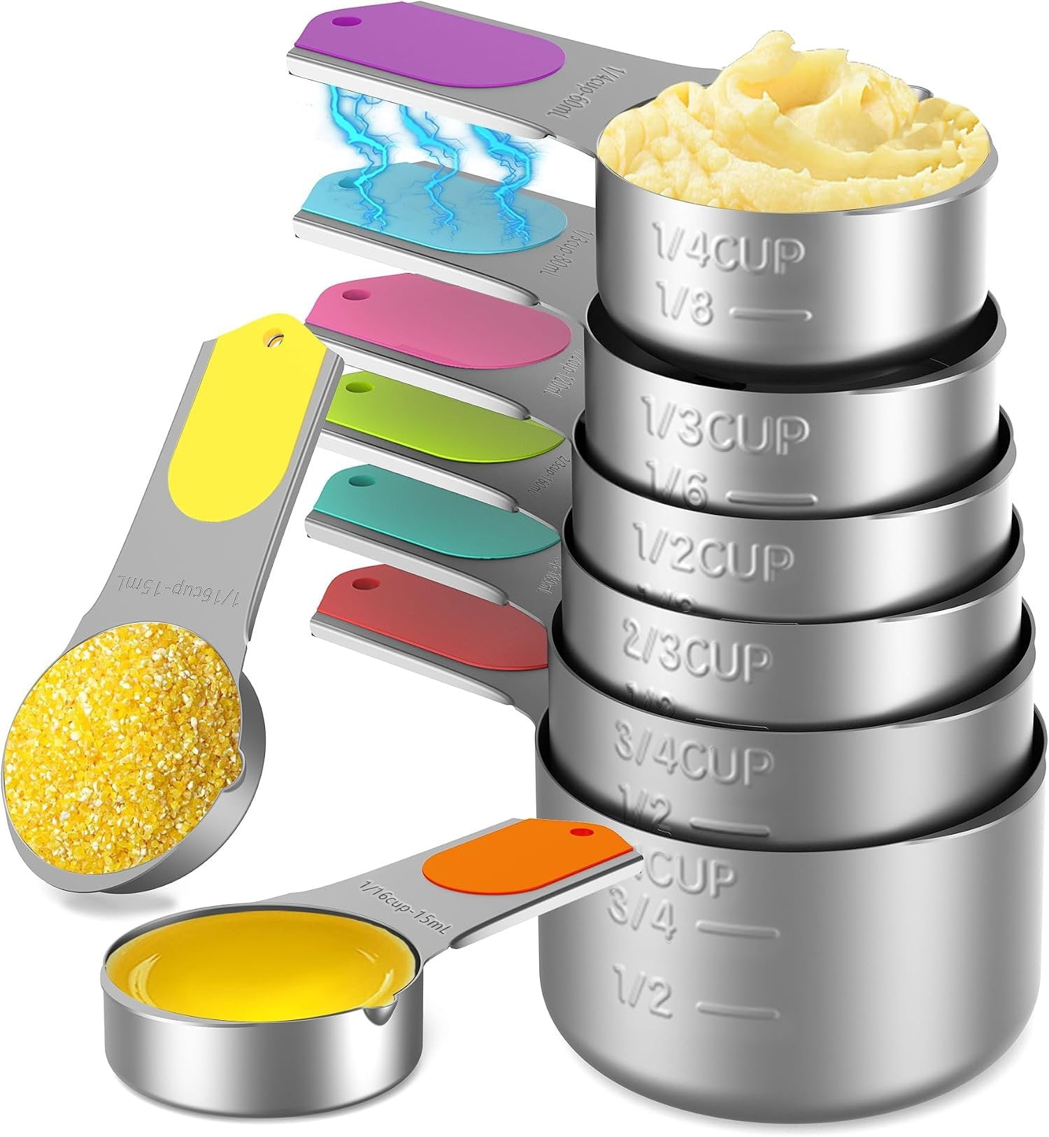 Stainless Steel Measuring Cups Set of 8 for Cooking & Baking - Walmart.com