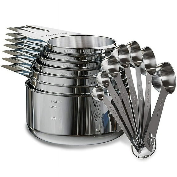 Stainless Steel Measuring Cups and Spoons Set of 14 Pieces,7 Nesting 7 Stackable Professional Portable
