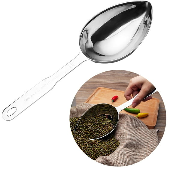 Stainless Steel Measuring Spoon Stainless Steel Grain Shovel Supermarket Flour Sugar Grain Shovel Household Rice Multi-Purpose - Stailess Silver Oval Measuring One Half Cup, By PRYESS