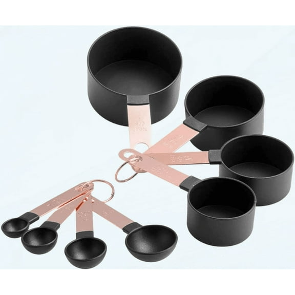 Stainless Steel, Measuring Spoon and Measuring Cup Set, Baking Tools, Copper-Plated Measuring Spoon (Black)