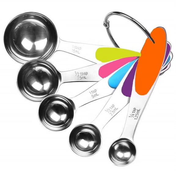 Stainless Steel Measuring Spoons 5 Piece Stackable Set - Measuring Set for Cooking and Bakin (A)