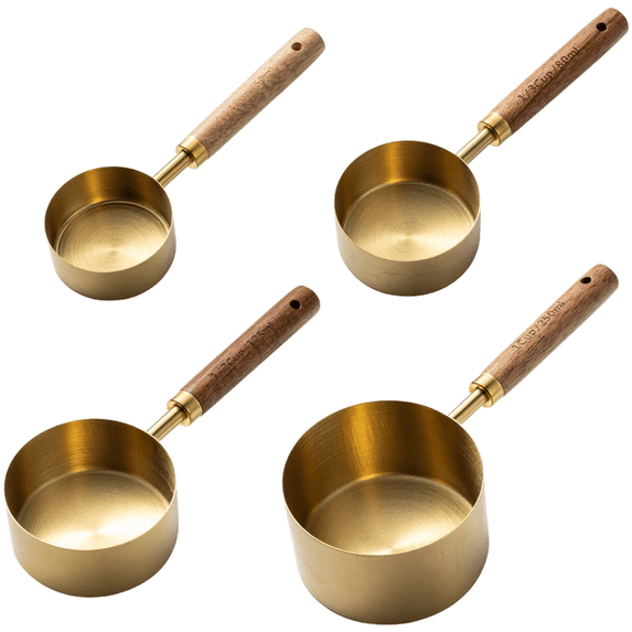 Stainless Steel Measuring Spoons and Cups 8 Piece Set with Walnut Handle