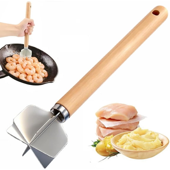 Stainless Steel Meat Chopper, 6-Blade Ground Beef Masher, Multi-Functional Food Smasher Tool for Mashed Potato, Butter, Tomato Sauce,Heat Resistant Over 500F