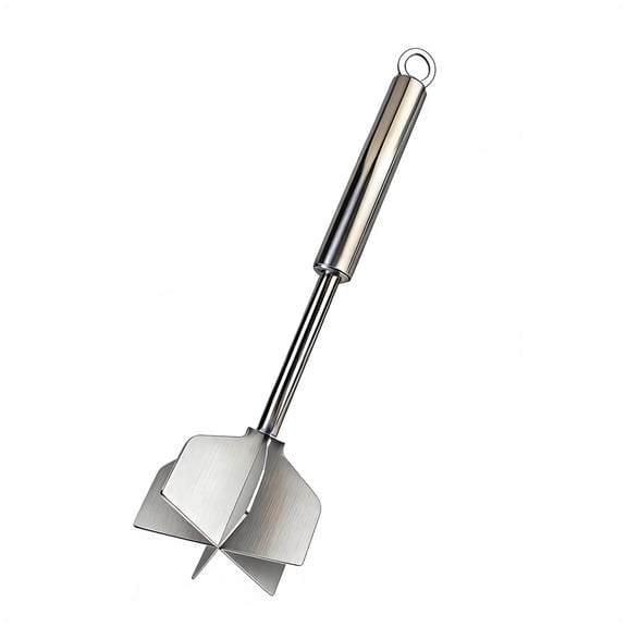 Stainless Steel Meat Chopper & Masher | 6-Blade Ground Beef Chopper Tool | Hamburger Smasher | Oversized Ergonomic Handle | Dishwasher Safe