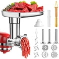 thumbnail image 1 of Stainless Steel Meat Grinder Attachment for KitchenAid Mixer, Food Grinder Attachment Anti-Corrosion, 18-Piece Set Includes 3 Seamless Sausage Stuffers, 4 Grinding Plates, 1 of 7