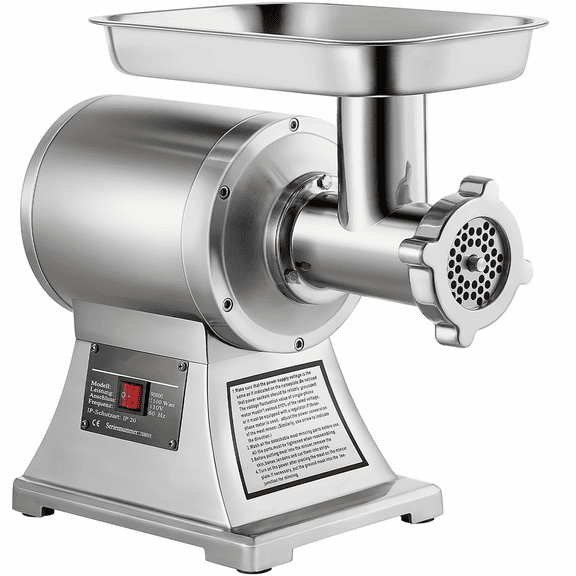 Stainless Steel Meat Grinder Electric 1100W 550lbs/hr Food Processor, Commercial Grade, 6mm/8mm Plates, for Home Kitchen Restaurant