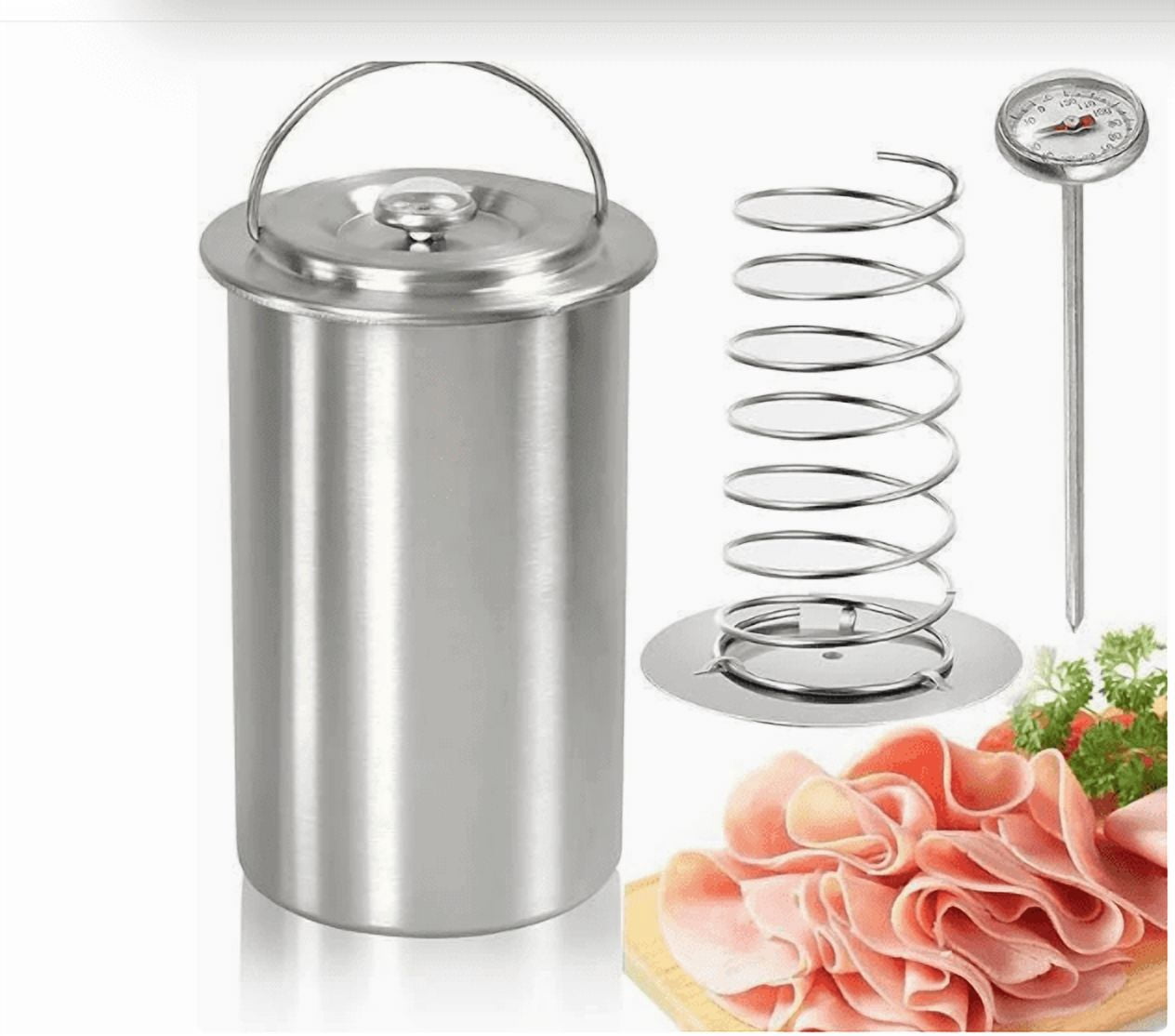Stainless Steel Meat Press Maker Ham Cooker Mold With Thermometer For Homemade Lunch Loaf Pressure Cooking Kitchen Use