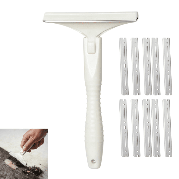 Stainless Steel Meat Scraper, Pig and Oxhide Hair Removal Tool, with 10 Blades, for Meats Fat Slicers and Hair Removal