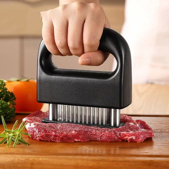 Stainless Steel Meat Tenderizer, Needle Prong Kitchen Gadget with, Home Cooking Tool for Steak Beef Pork Chicken, Grilling Baking Marinade Preparation, 4.25" x 4.92", KTFgvq
