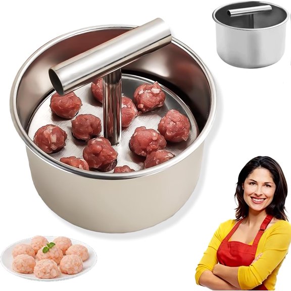 Stainless Steel Meatball Maker, 12-Ball Manual Push-Press Meatball Mold for Perfectly Shaped Meatballs, Easy-to-Use Kitchen Gadget and Meat Baller Tool (1Pc)