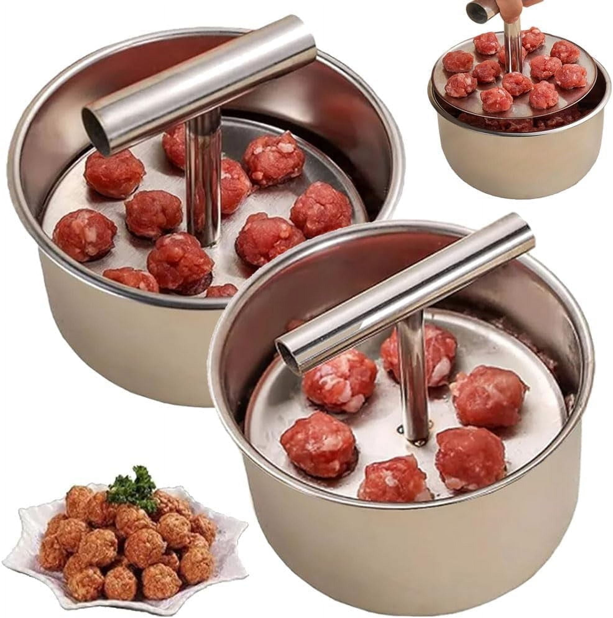 Baller Maker Stainless Steel Meatball Maker, 12-Hole Manual Push-Type Meat Baller ...