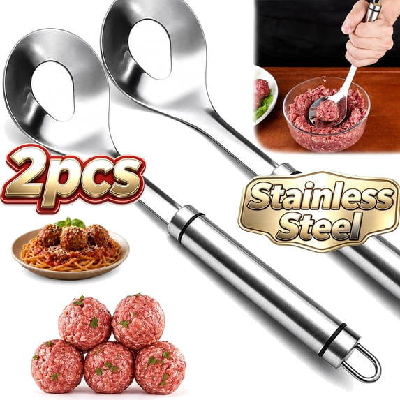 Stainless Steel Meatball Maker, Meatball Maker Spoon – Make Perfect Meatballs Without Messy Hands, Spoon - 2pcs