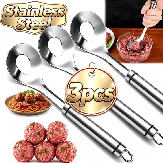 Stainless Steel Meatball Maker, Meatball Maker Spoon – Make Perfect Meatballs Without Messy Hands, Spoon - 3pcs