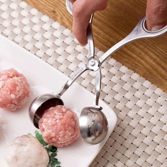 Stainless Steel Meatball Maker Shrimp Rice Ball Molds Kitchen Meatball Jig Tool for Fish Balls, Fruit Balls, Potato Balls Ergonomic Handle Easy to Clean Home Cooking & Professional Use