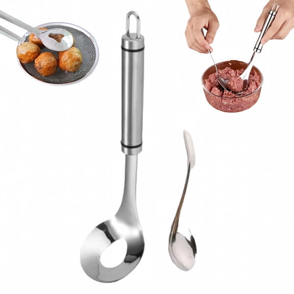 Stainless Steel Meatball Maker Spoon, Meatball Scoop Ball Maker with Hanging Loop, Easy Kitchen Cooking Tool