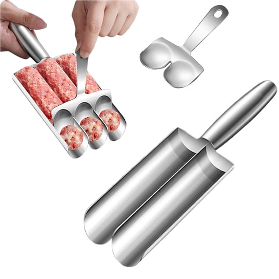 Stainless Steel Meatball Maker Tool - 4-Tube Non-Stick Meatball Shaper, Portable Meat and Veggie Ball Press, Kitchen Helper for Perfect Meatballs, Dishwasher-Safe Meatball Mold Set